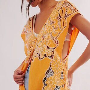 Free People Yellow Plunge Neck Maxi Sundress